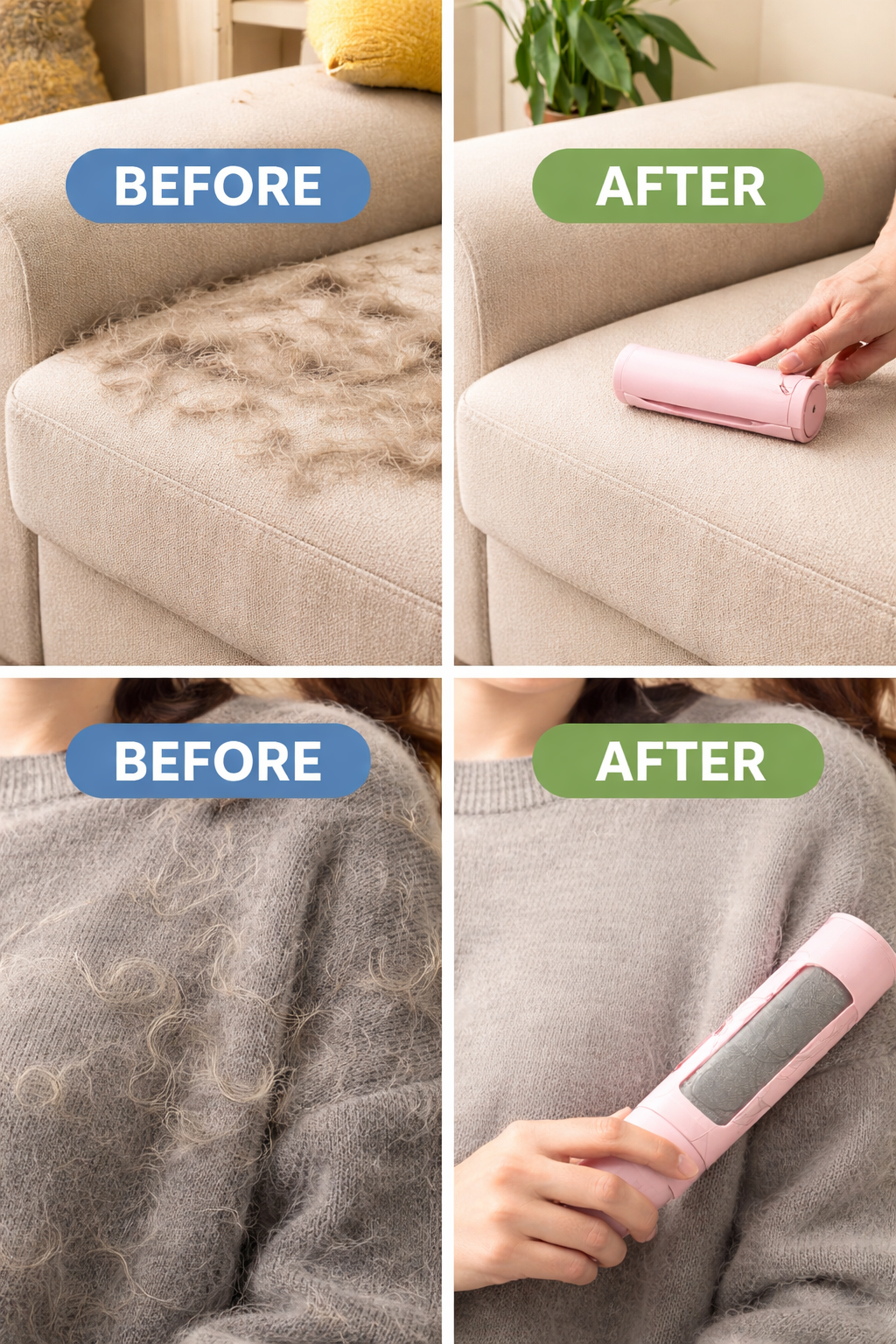 Remove Pet Hair in Seconds – Reusable Fur Roller (No Batteries Needed)